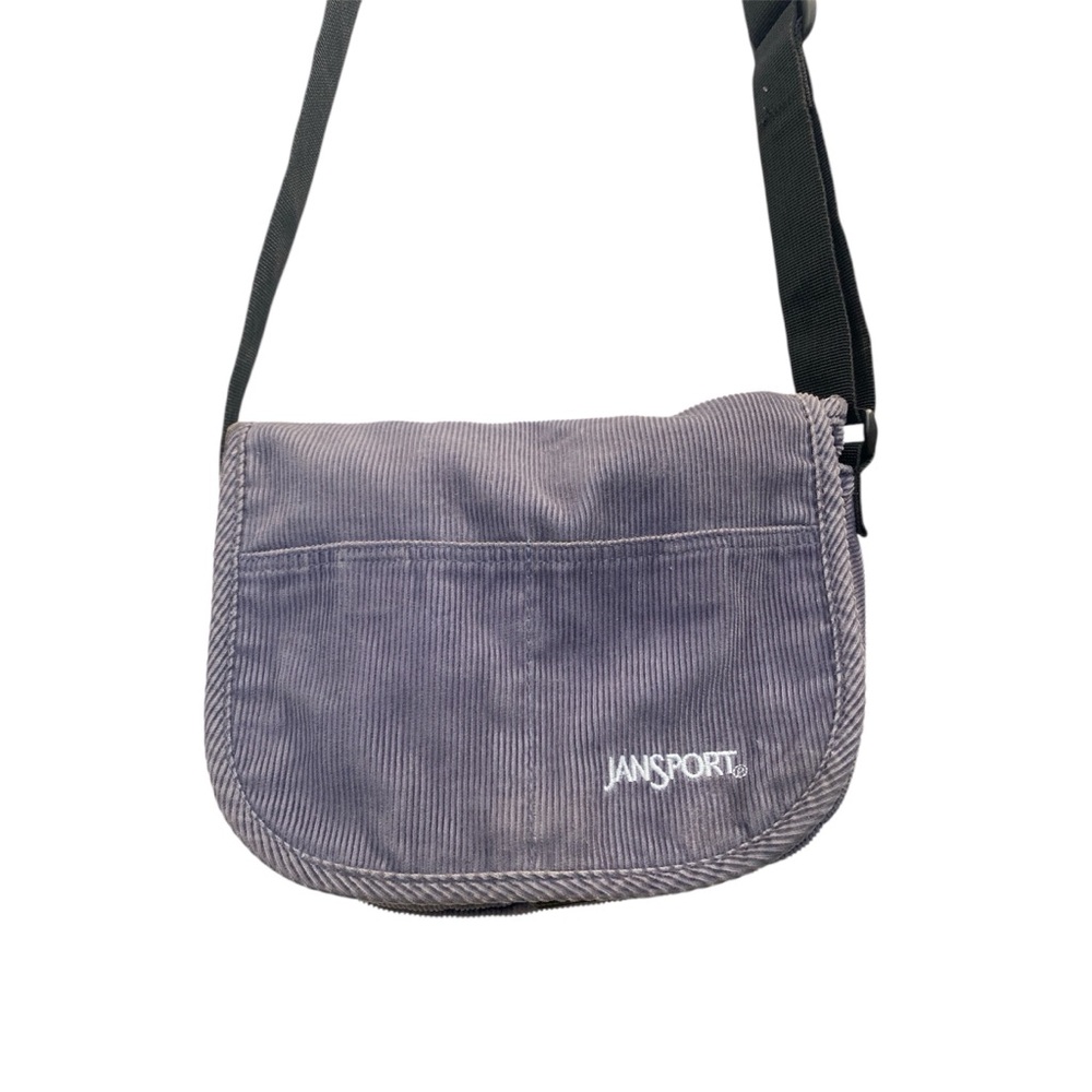 JanSport Gray Blue Corduroy Messenger Bag  Purse Vintage 90s Y2K Utility EUC Vtg